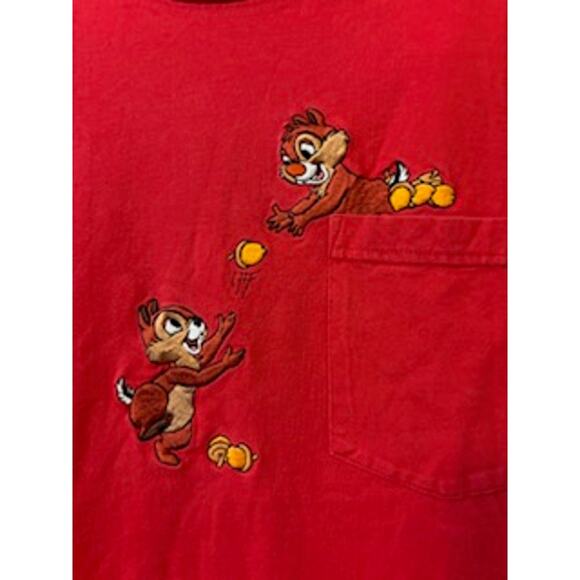 Vintage Disney Chip 'n Dale T-Shirt Red Character Graphics Brown Unisex - Picture 2 of 5